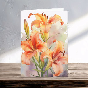 Tarjeta Naranja acuarela primavera diariamente