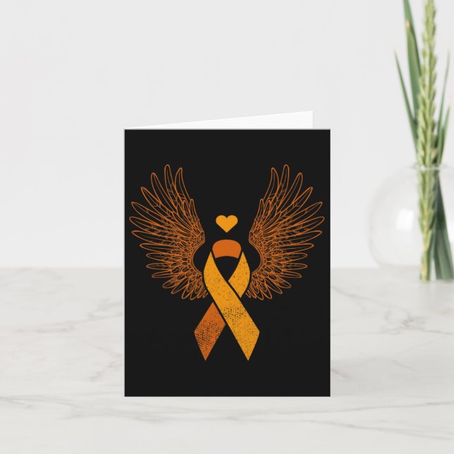 Tarjeta Naranja alada Ribbon Leukemia Cáncer de Sangre Awa (Anverso)