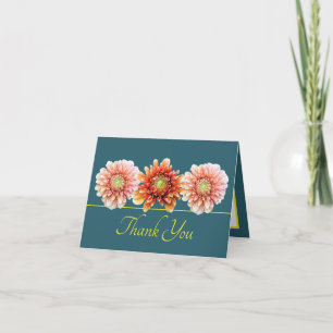 Tarjeta Naranja Amarilla Verde Dahlia Moda Bouquet Gracias