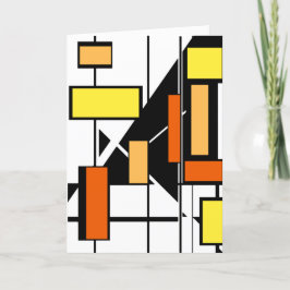 Tarjeta Naranja Amarillo Formas blancas negras estilo arte