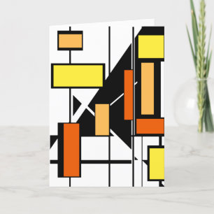 Tarjeta Naranja Amarillo Formas blancas negras estilo arte