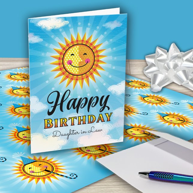 Tarjeta Naranja Amarillo Sonriendo Hija Solar En Cumpleaño (Subido por el creador)