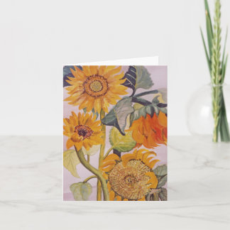 Tarjeta Naranja artístico girasol amarillo, floral