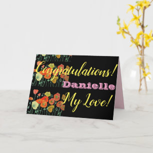 Tarjeta Naranja Black Poppy Felicitaciones Lady Name Card