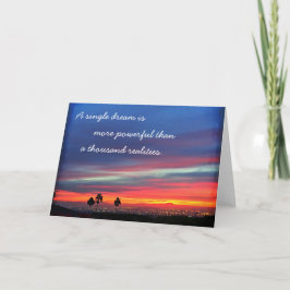 Tarjeta Naranja Blue Sunset Single Dream Power Quote