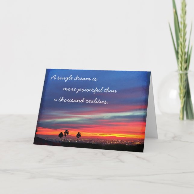 Tarjeta Naranja Blue Sunset Single Dream Power Quote (Anverso)