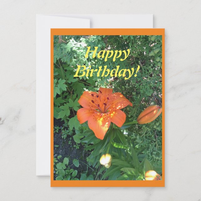 Tarjeta naranja bonito lily Cumpleaños (Anverso)