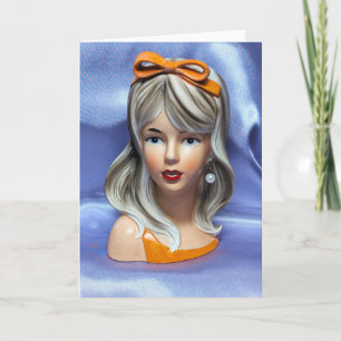 Tarjeta Naranja Bow Head Vase A Mediados Del Siglo Moderno