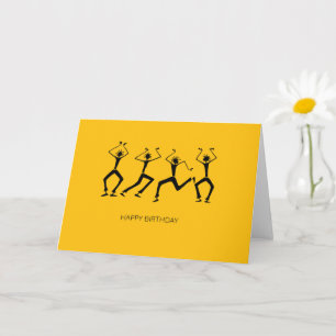 Tarjeta Naranja cálida Silhouette Fiesta de la felicidad b