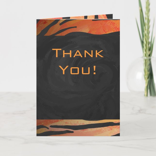 Tarjeta Naranja caliente de tigres monogramo y patrón de i (Anverso)