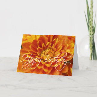 Tarjeta Naranja Chrysanthemum Feliz cumpleaños