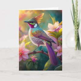 Tarjeta Naranja Creste Arco Iris Jay Fantasy Bird