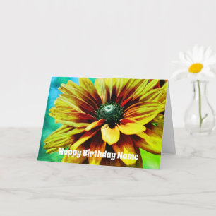 Tarjeta Naranja Daisy Flower Art Cumpleaños Personalizado