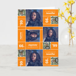 Tarjeta Naranja de año de clase de graduación fotográfica