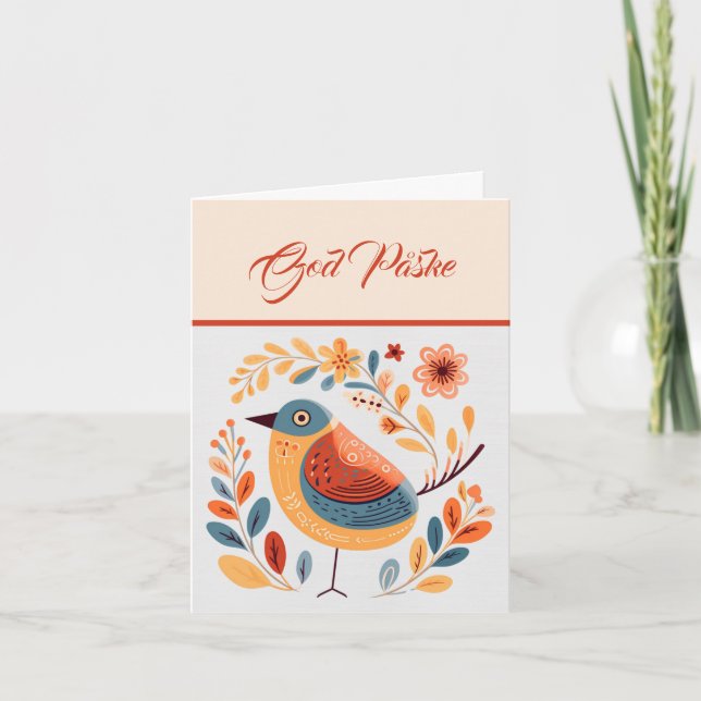 Tarjeta Naranja de aves nórdicas Turquesa amarillo Dios På (Anverso)