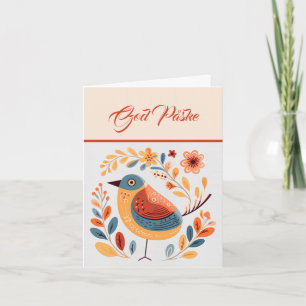 Tarjeta Naranja de aves nórdicas Turquesa amarillo Dios På