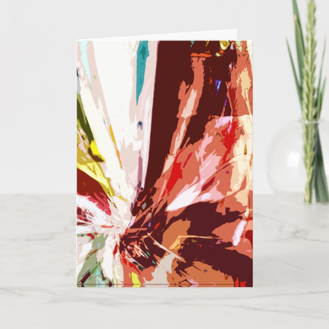 Tarjeta Naranja de Coral Marrón Blanco Abstrato Flor de fa (Anverso)