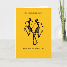 Tarjeta Naranja de danza africana de Silhouette Joy cumple