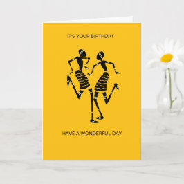 Tarjeta Naranja de danza africana de Silhouette Joy cumple