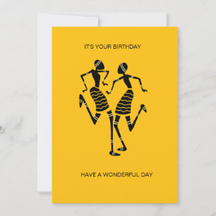 Tarjeta Naranja de danza africana de Silhouette Joy cumple