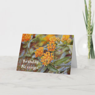 Tarjeta Naranja de fe Flores Bendición de cumpleaños