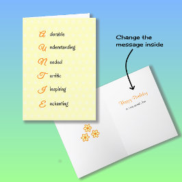 Tarjeta Naranja de flores de texto de cumpleaños de tía