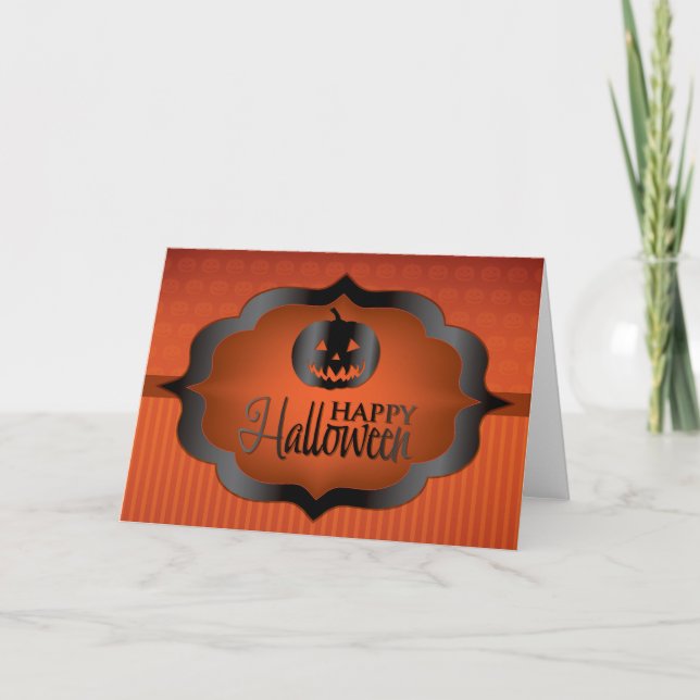 Tarjeta Naranja de Halloween jack o'lantern (Anverso)