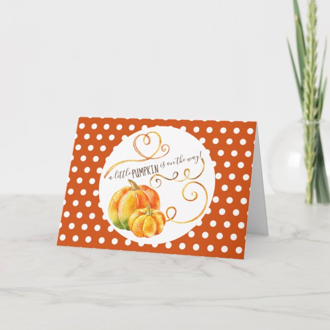 Tarjeta Naranja de la Caída de la Calabaza Polkadot Invita (Anverso)