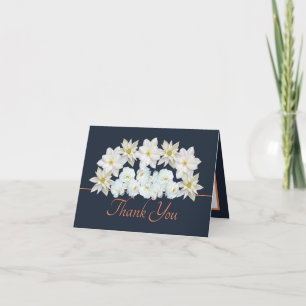 Tarjeta Naranja de la Marina Bonito Flores Blancas Bouquet
