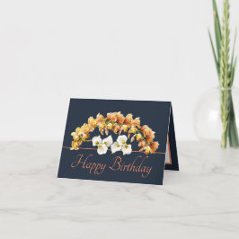 Tarjeta Naranja de la Marina Bouquet Orchids Lilies Feliz 