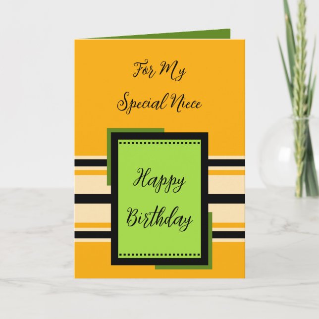 Tarjeta Naranja de la sobrina especial del cumpleaños feli (Anverso)