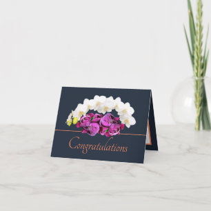 Tarjeta Naranja de Marina Orchid/Peony Bouquet Felicitacio