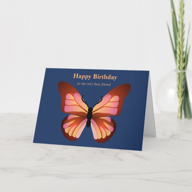Tarjeta Naranja de mariposa receptor Personalizado rosa y  (Anverso)