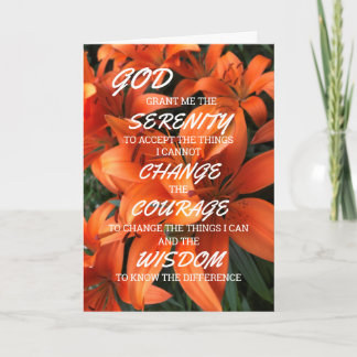 Tarjeta Naranja de oración de Serenity Foto Floral