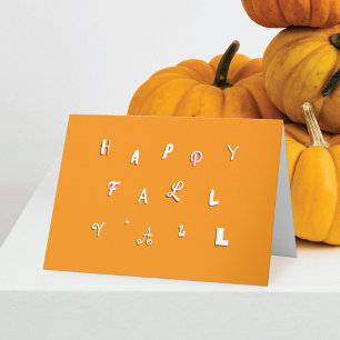 Tarjeta Naranja de tipo festivo feliz otoño todos doblados