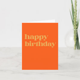 Tarjeta Naranja de tipografía simple y cumpleaños amarillo