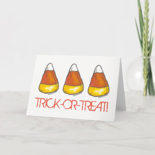 Tarjeta Naranja de trucos o trucos Feliz maíz de dulce de