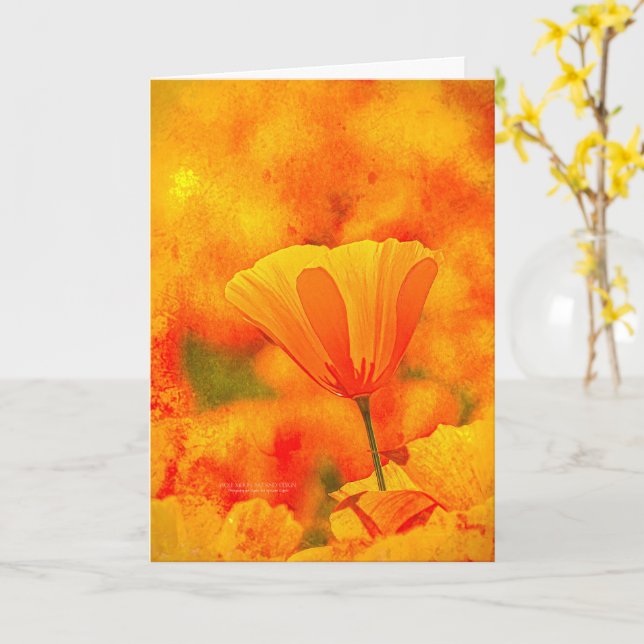 Tarjeta Naranja Dorado California "Tierra De Naranjas" (flor amarilla)