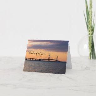Tarjeta Naranja Dusk Mackinac Bridge Pensando En Tu Tarjet