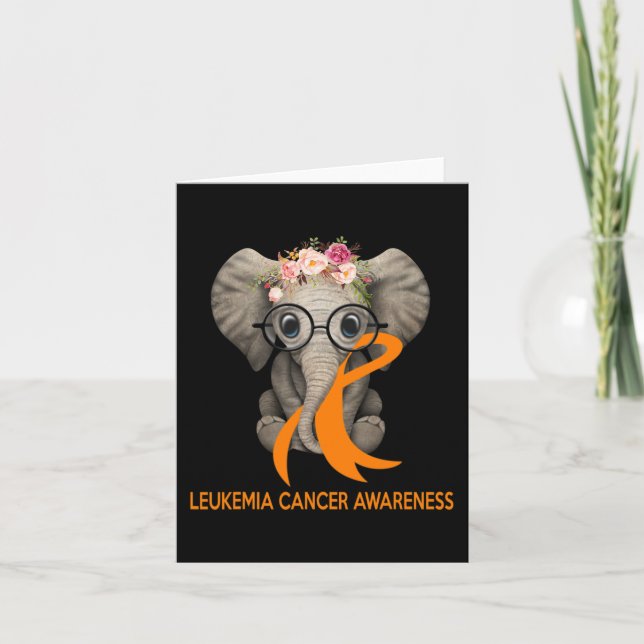 Tarjeta Naranja elefante Ribbon Leukemia Sensibilización s (Anverso)