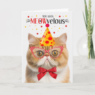Tarjeta Naranja Exótico Shorthair Cat MEOWvelous Cumpleaño