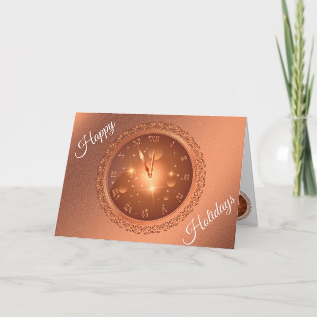 Tarjeta Naranja Felices Fiestas (Anverso)