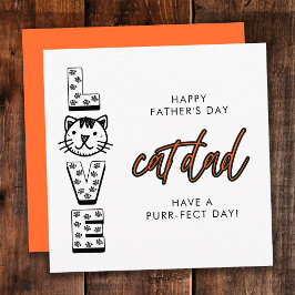 Tarjeta Naranja Feliz Día del Padre desde el gato