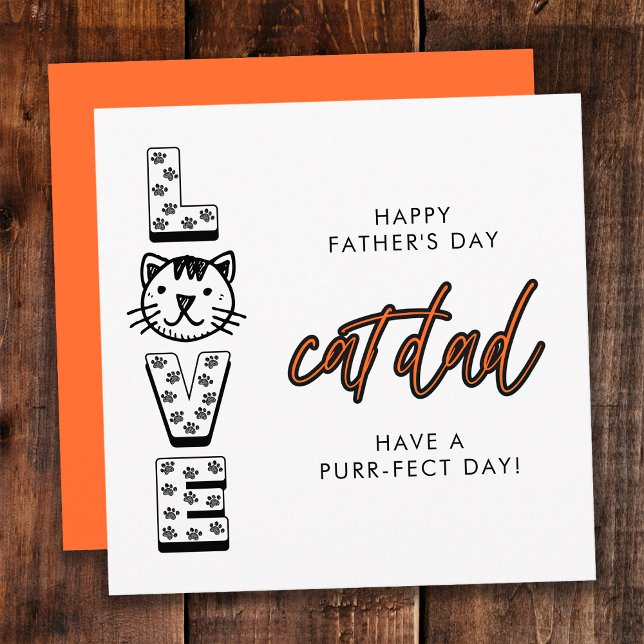 Tarjeta Naranja Feliz Día del Padre desde el gato (Subido por el creador)