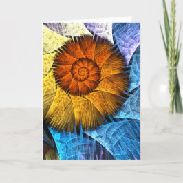 Tarjeta Naranja floral Azul amarillo abstracto arte