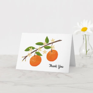 Tarjeta Naranja Flores De Árbol De Frutas Gracias
