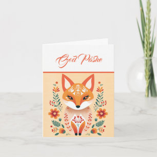 Tarjeta Naranja Fox nórdico Dios azul amarillo Påske