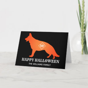 Tarjeta Naranja German Shepherd Happy Halloween