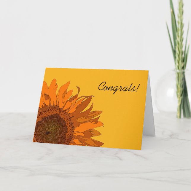 Tarjeta Naranja Girasol en felicitaciones amarillas (Anverso)