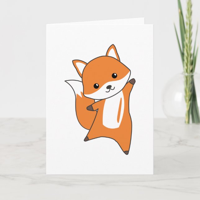 Tarjeta Naranja Kawaii de Fox Forest Animal Foxes (Anverso)